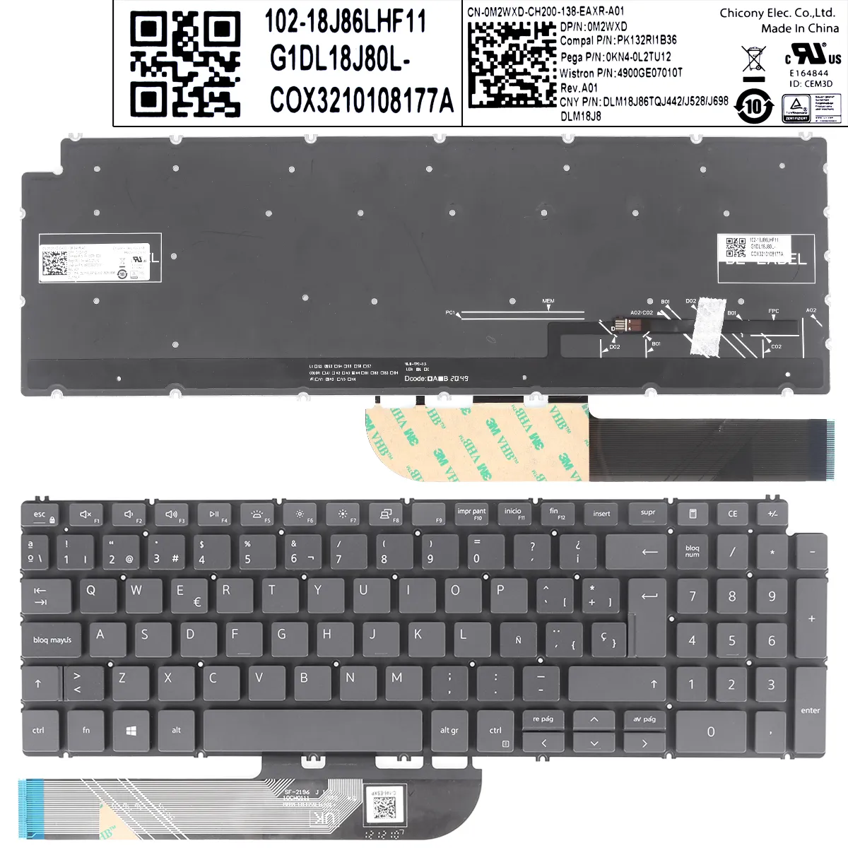 Picture of Dell 7591 7590 P83F 5580 5584 5593 5598 GRAY(Backlit,win8)